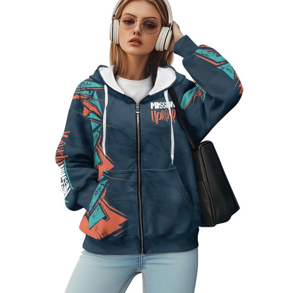 MISSION UPROAR Ladies Loose Zipper Sweatshirt