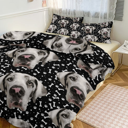 FACE w PAWS-n-BONES  Bedding Set-86"×70"/ 218×177cm (Dual-sidede Printing)