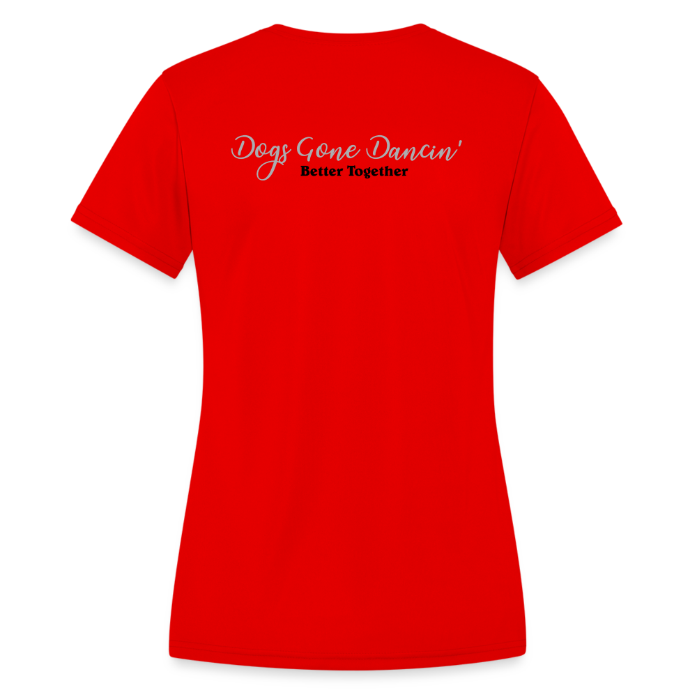 Black Dogs Gone Dancin' - Women's Moisture Wicking Performance T-Shirt - red