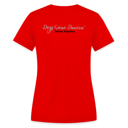 Black Dogs Gone Dancin' - Women's Moisture Wicking Performance T-Shirt - red