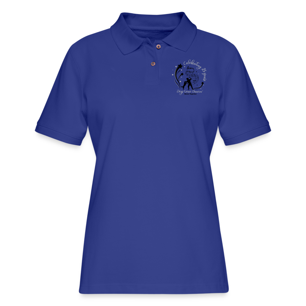 Dogs Gone Dancin' Women's Pique Polo Shirt - royal blue