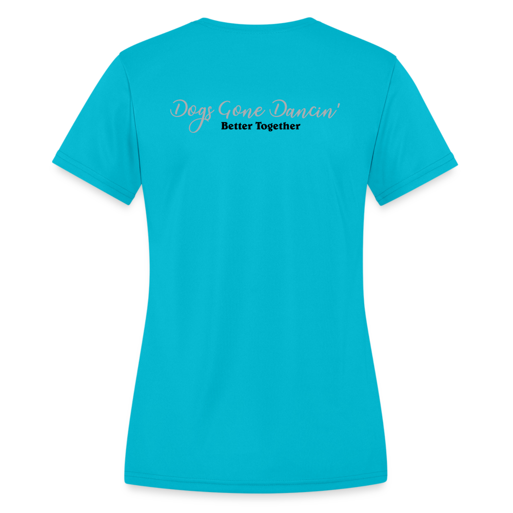 Black Dogs Gone Dancin' - Women's Moisture Wicking Performance T-Shirt - turquoise