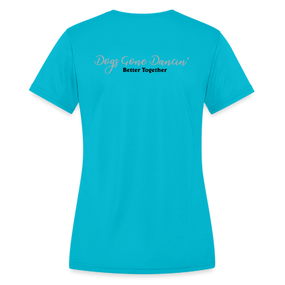 Black Dogs Gone Dancin' - Women's Moisture Wicking Performance T-Shirt - turquoise