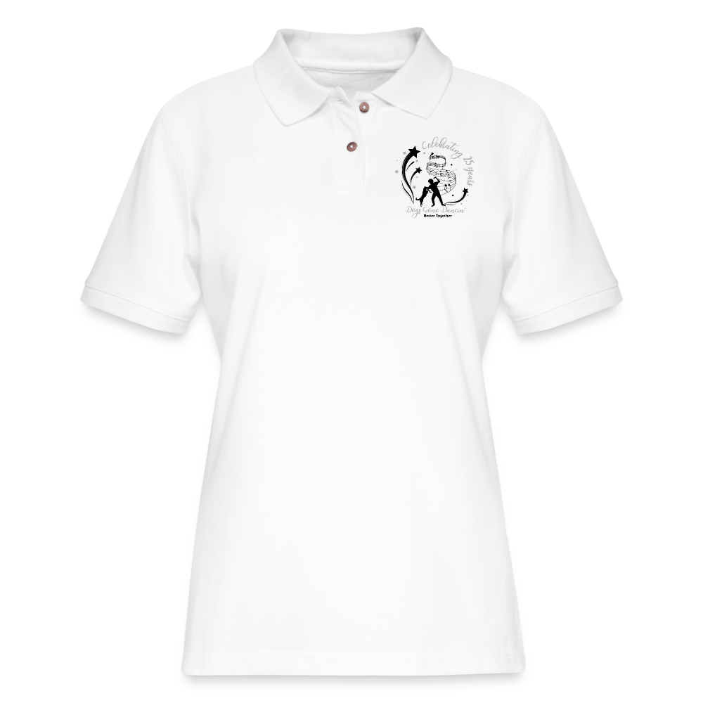 Dogs Gone Dancin' Women's Pique Polo Shirt - white