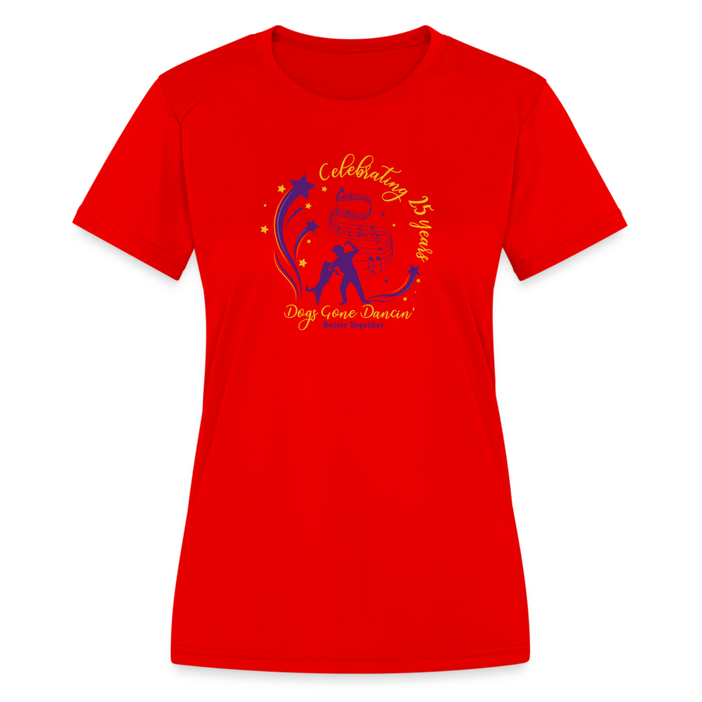 Dogs Gone Dancin' - Women's Moisture Wicking Performance T-Shirt - red