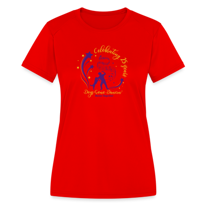 Dogs Gone Dancin' - Women's Moisture Wicking Performance T-Shirt - red