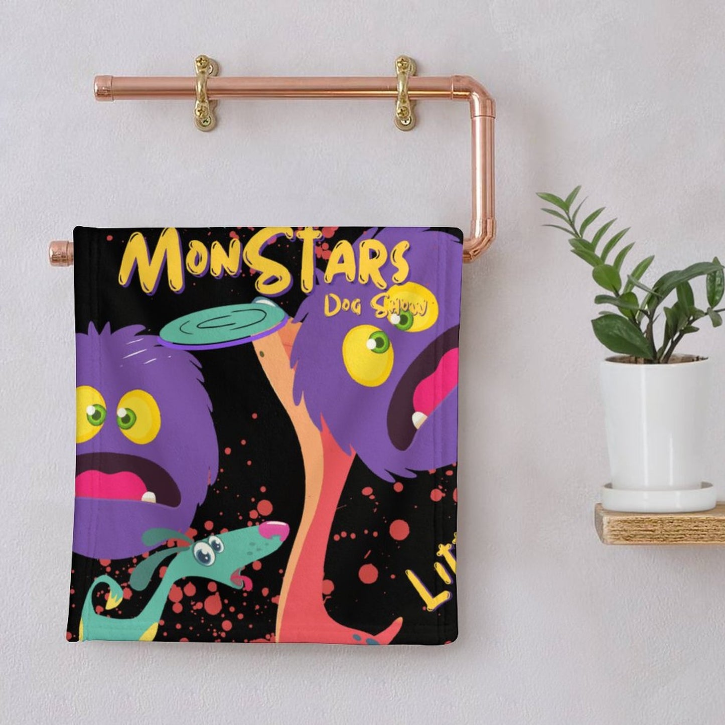 LITTLE MONSTERS Coral Velvet Towel