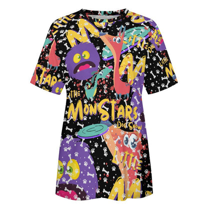 LITTLE MONSTERS  Ladies T-Shirts Cotton ay001 (All-Over Printing )