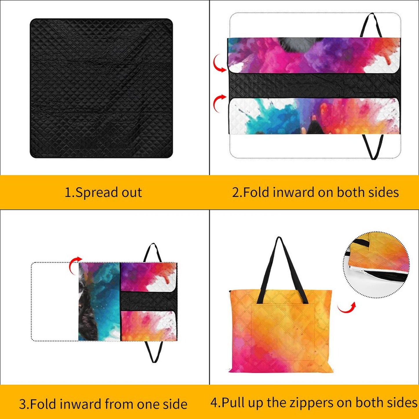 Foldable Zipper Picnic Mat- 60"×60"/ 150x150cm