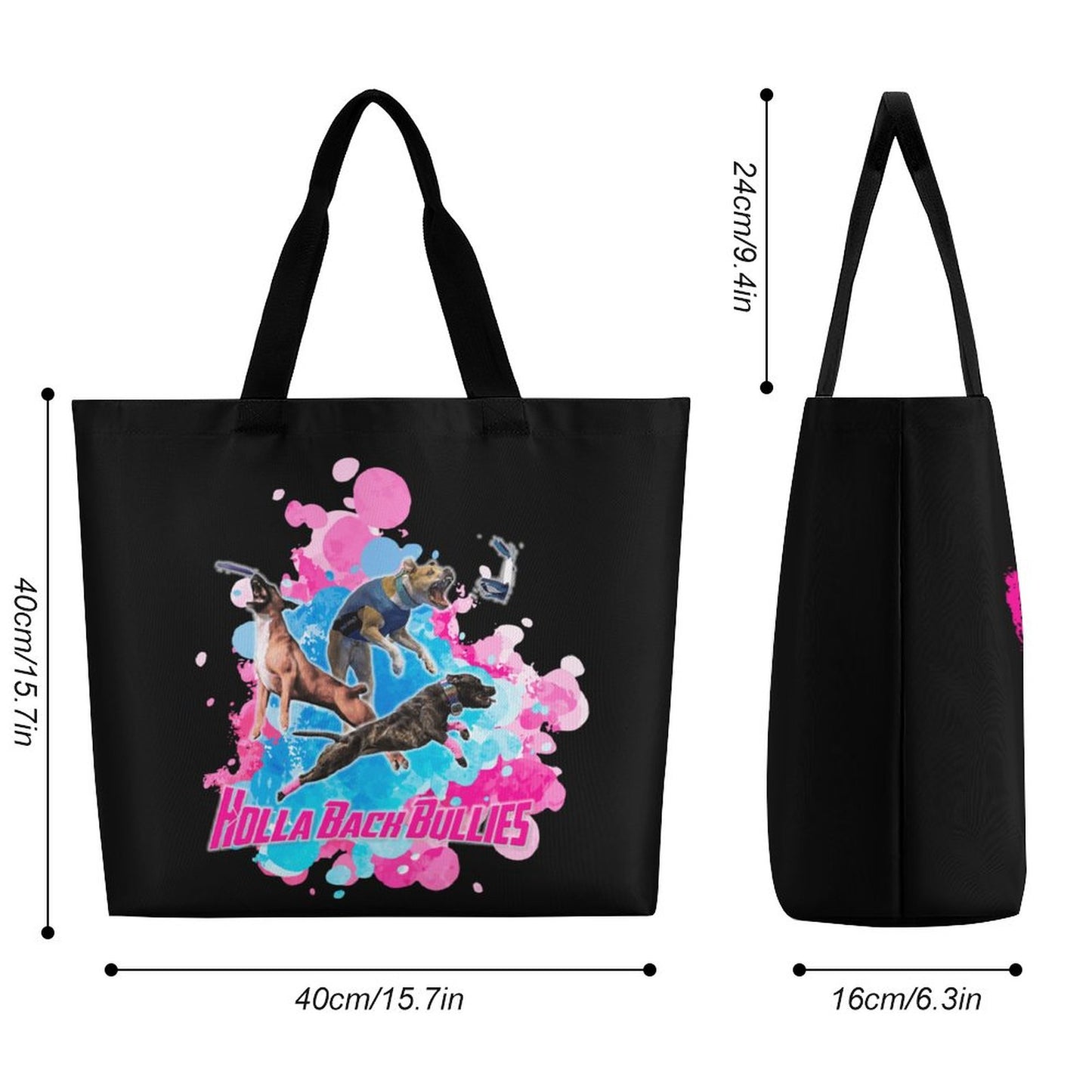 HOLLA BACK BULLIES Large One Shoulder Shopping Bag