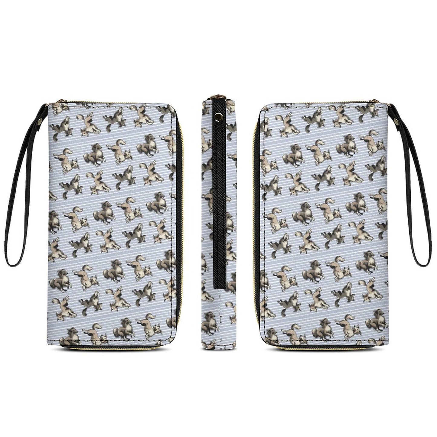 WINDSPRITE  - Silken Windhound  Pattern  Leather Wallet with Wristlet Strap