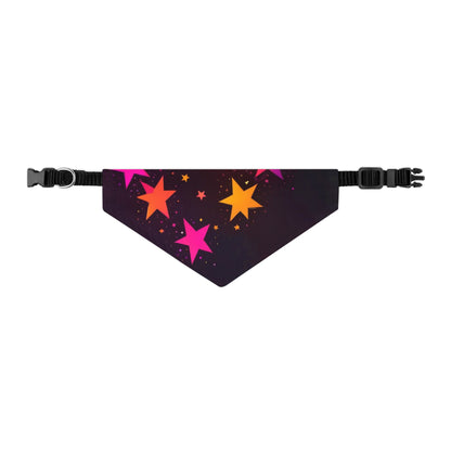 PINK ORANGE  STARS ON BLACK Pet Bandana Collar