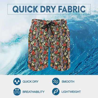 HAWAIIAN STYLE FACE - Men's Beach Shorts with Pockets