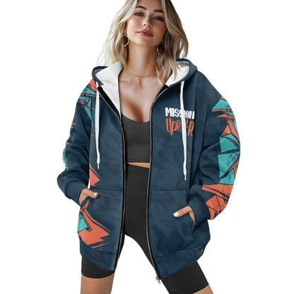 MISSION UPROAR Ladies Loose Zipper Sweatshirt
