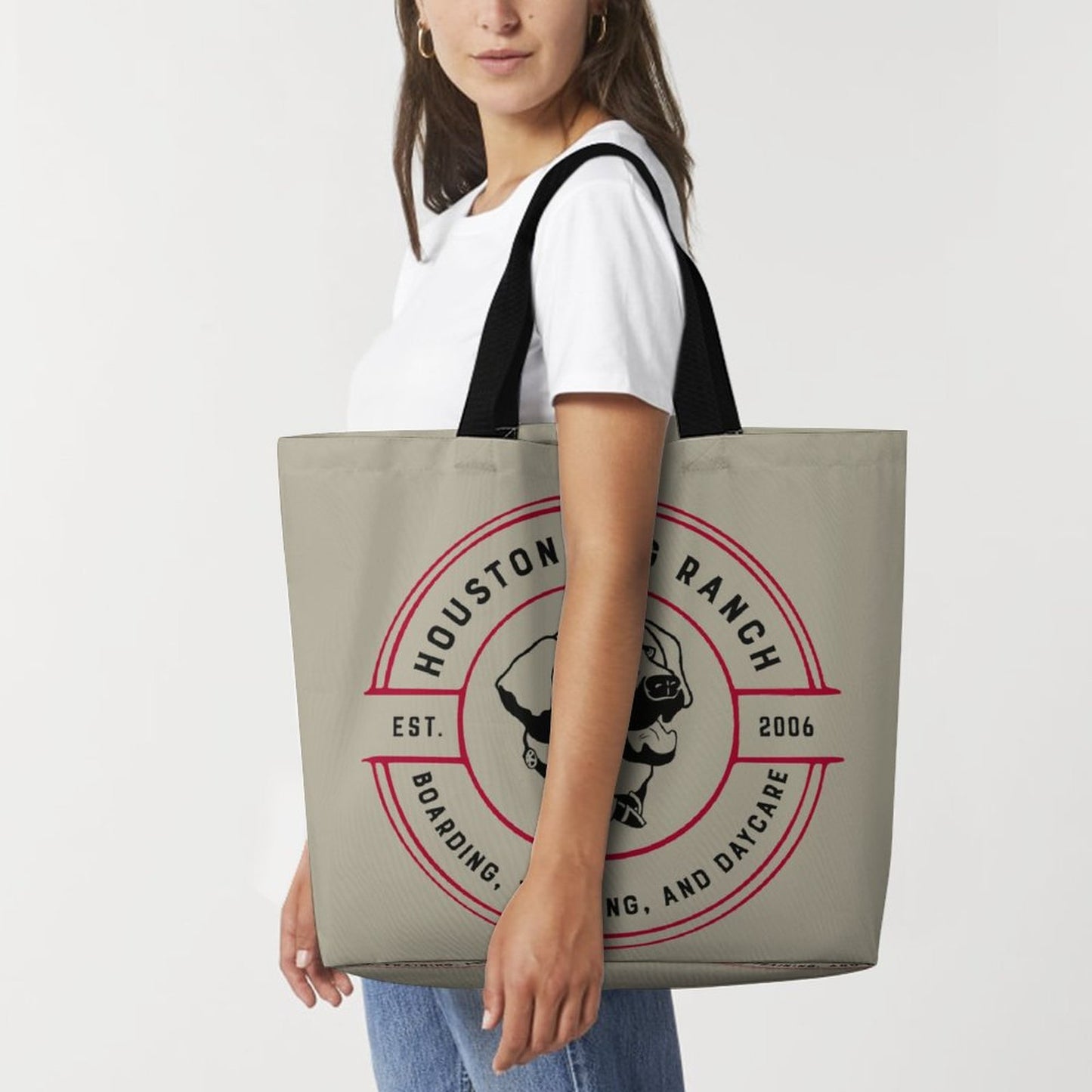 HOUSTON DOG RANCH Large One Shoulder Shopping Bag (All-Over Printing)