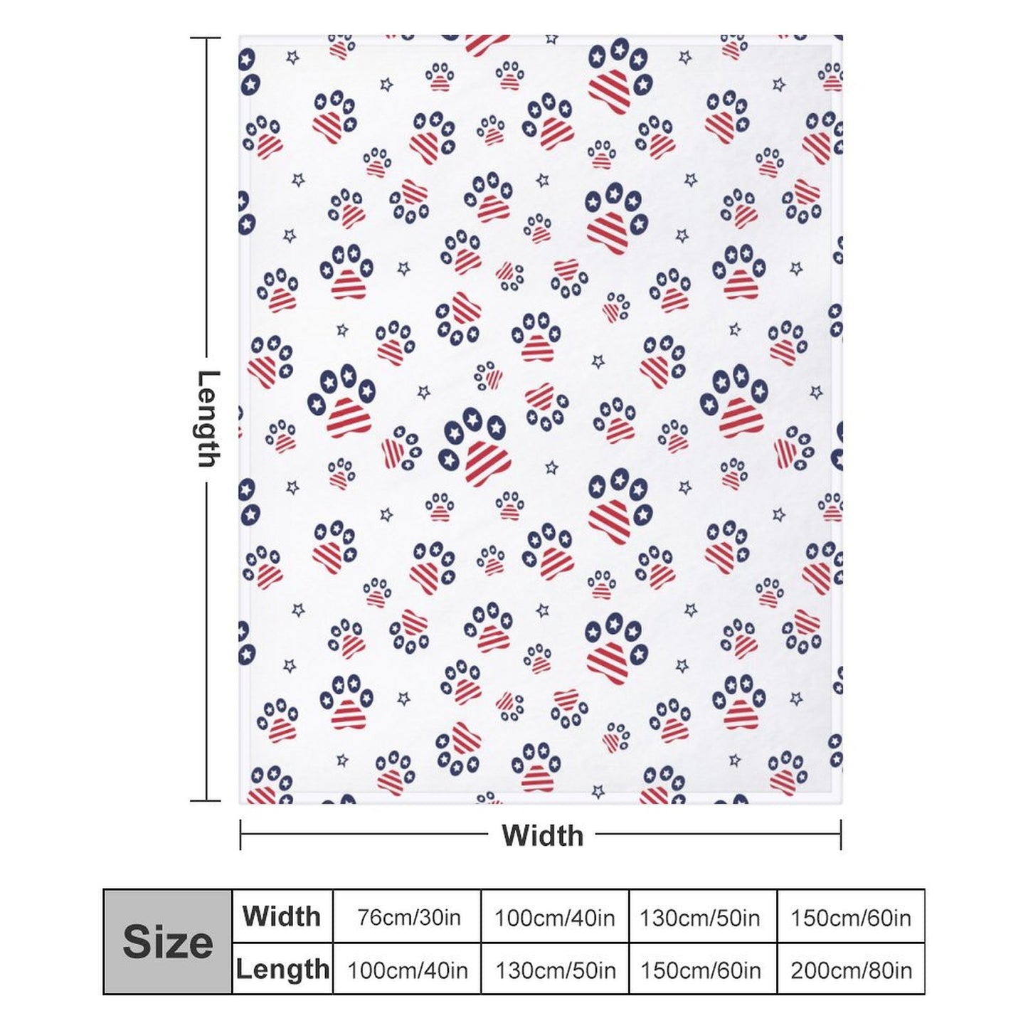 PATRIOTIC - PAWS-N-STARS Flannel Blanket-50"x60"