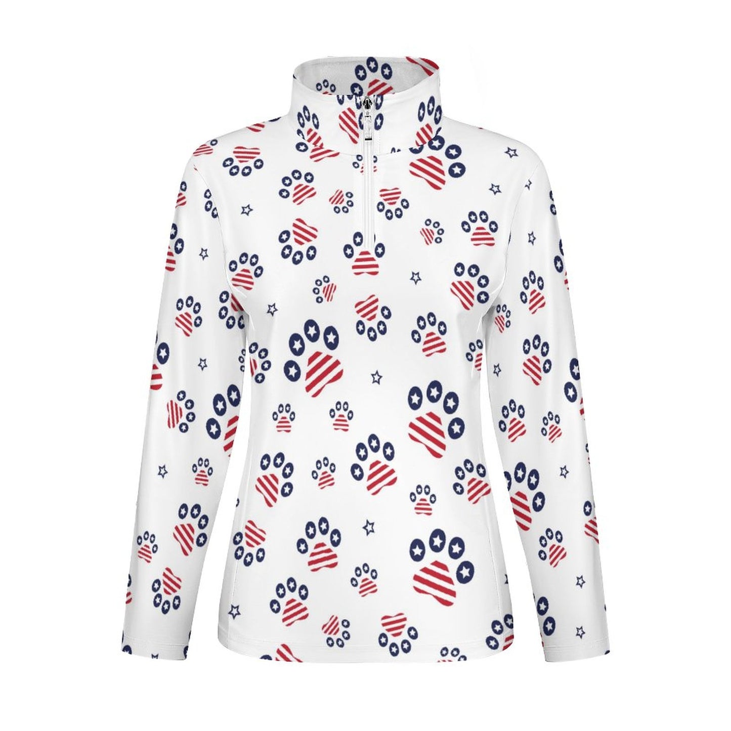 PATRIOTIC - PAWS-N-STARS  1/4 Zipper Long Sleeve