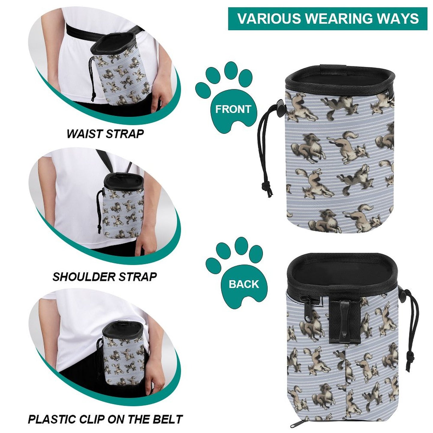 WINDSPRITE  - Silken Windhound  Pattern  Dog Treat Training Bags