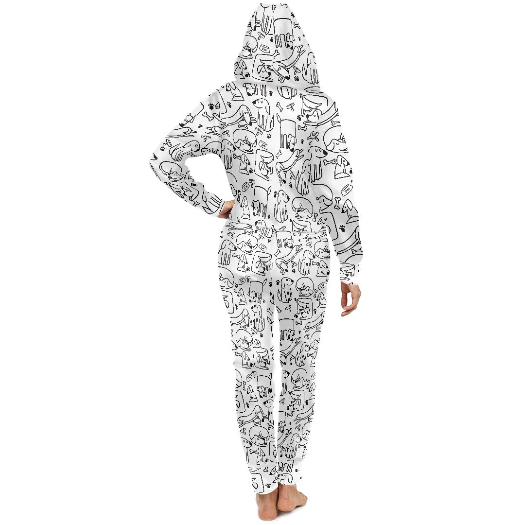 Women's hooded long sleeve jumpsuit