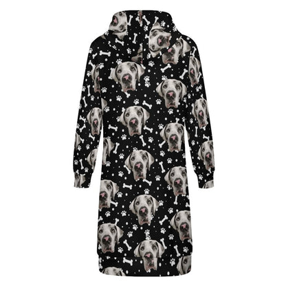 FACE w PAWS-n-BONES Zipper Long Sleeve Hoodie