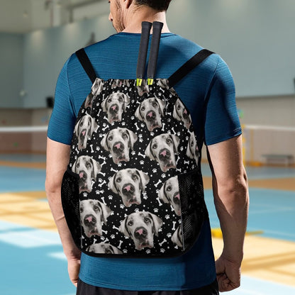 FACE w PAWS-n-BONES  Sprots Drawstring Bag