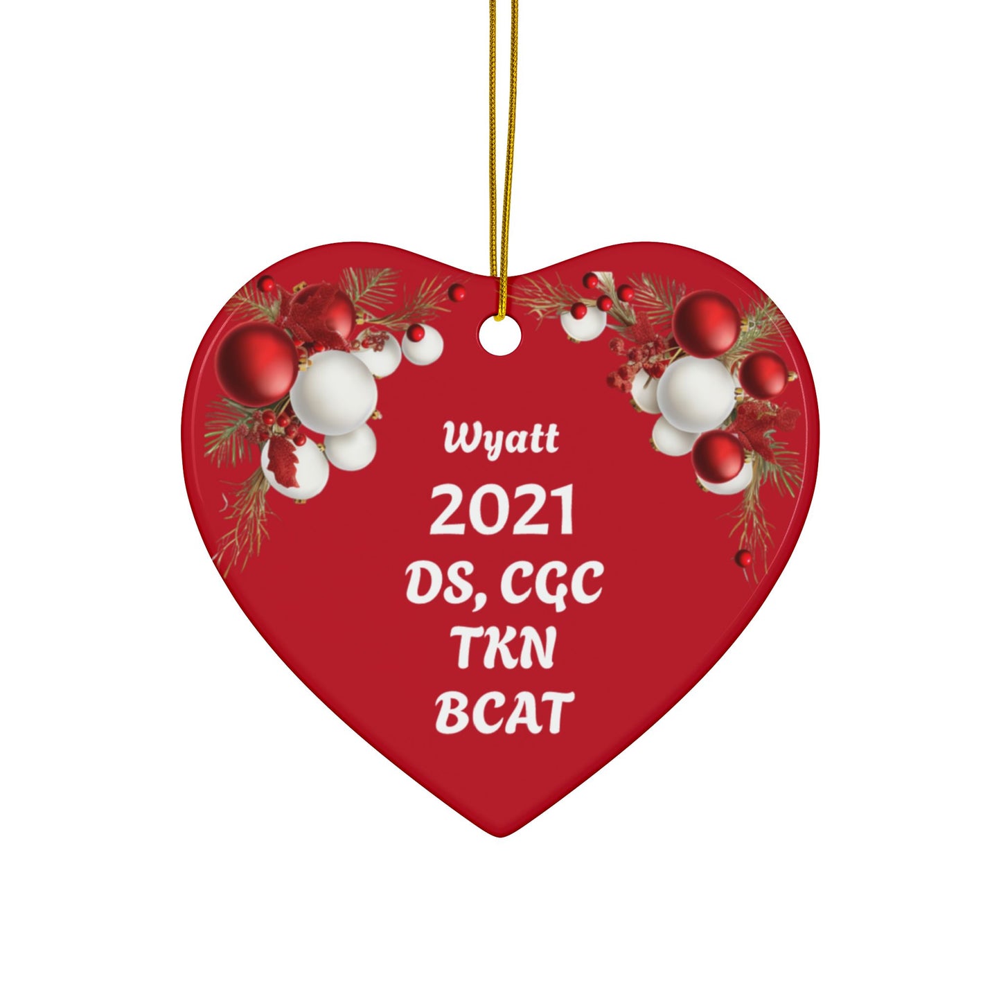 Wyatt 2021 Ceramic Ornaments, Double-Sided