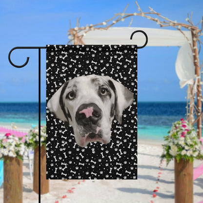 FACE w PAWS-n-BONES GARDEN FLAG  ( 2 Sides)-12"x18"