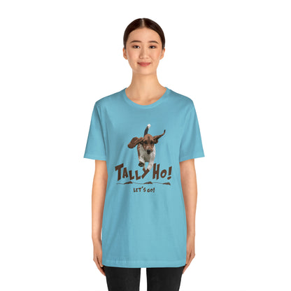 TALLY HO, LETS GO - BASSET  -  Unisex Short Sleeve Tee