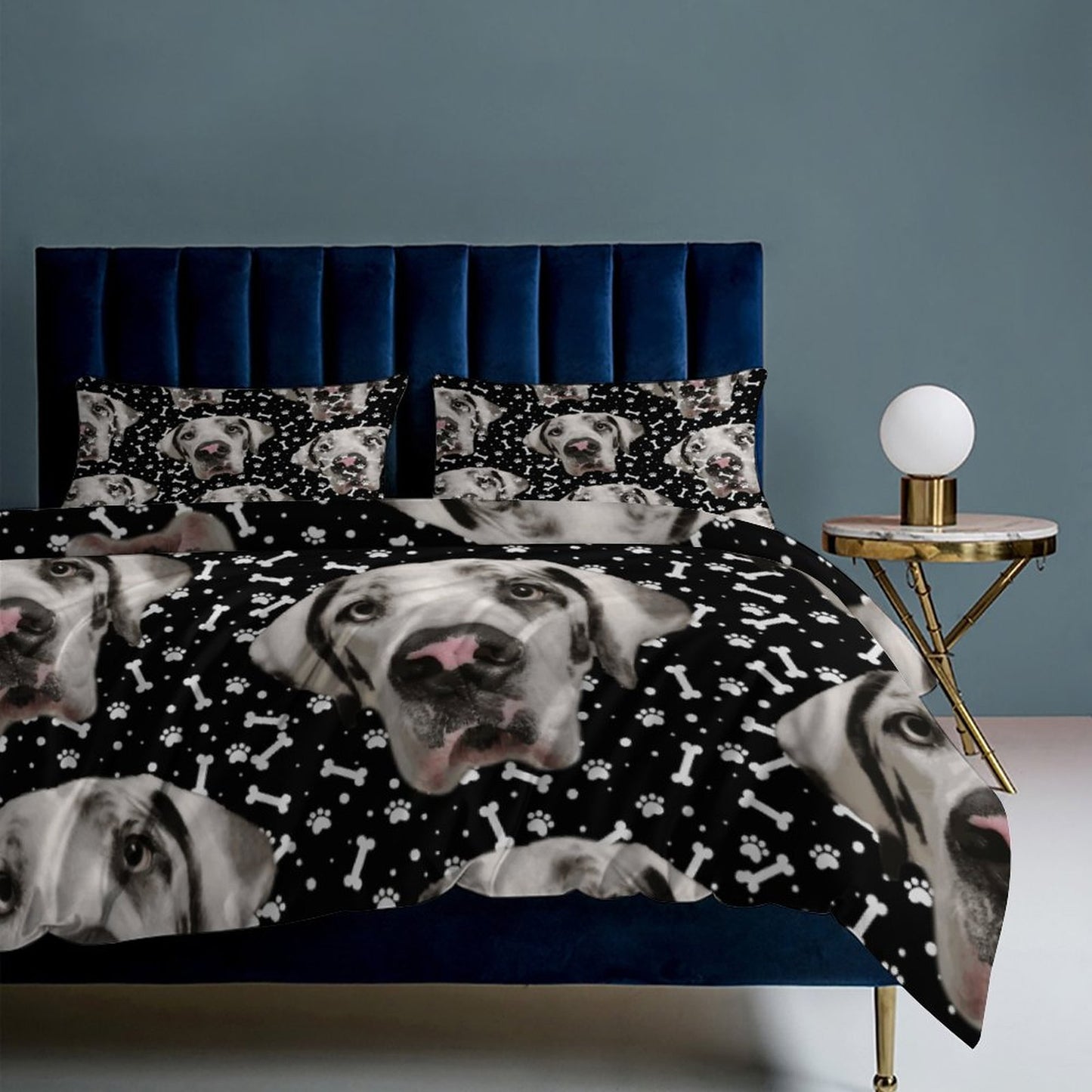 FACE w PAWS-n-BONES  Bedding Set-86"×70"/ 218×177cm (Dual-sidede Printing)