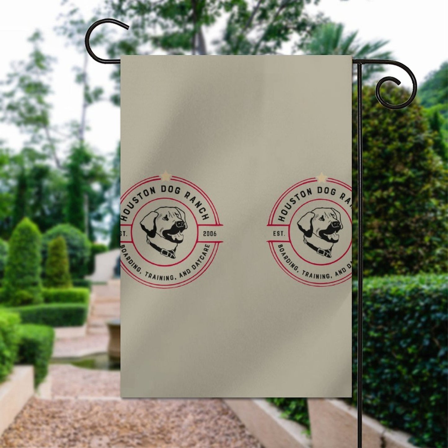 HOUSTON DOG RANCH  Garden Flag (2 Pics on 2 Sides)-12"x18"
