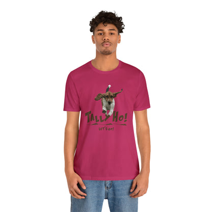 TALLY HO, LETS GO - BASSET  -  Unisex Short Sleeve Tee