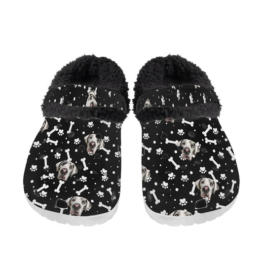 FACE w PAWS-n-BONES Fuzzy SLIP ON SHOES