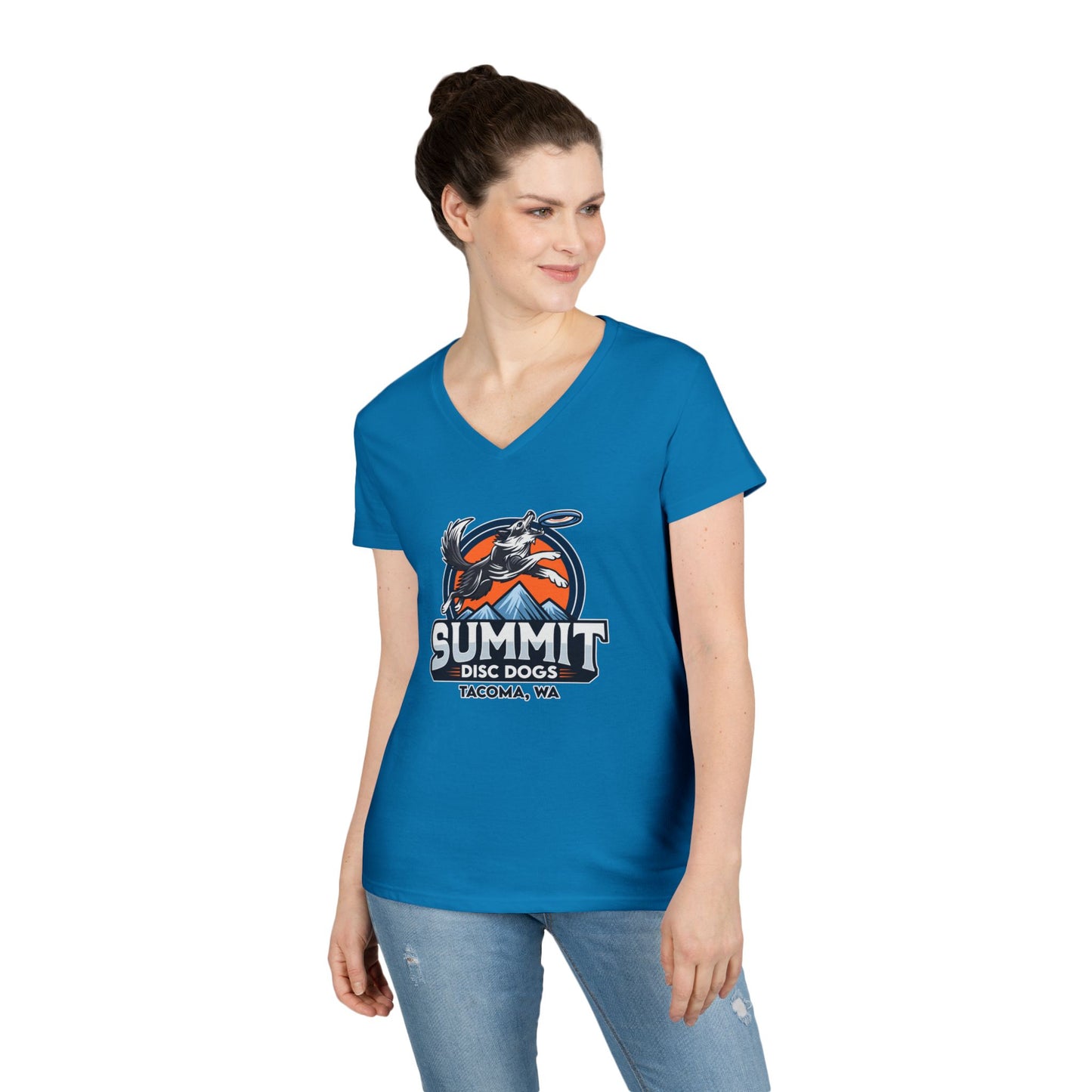 *SUMMIT DISC DOGS Ladies' V-Neck T-Shirt