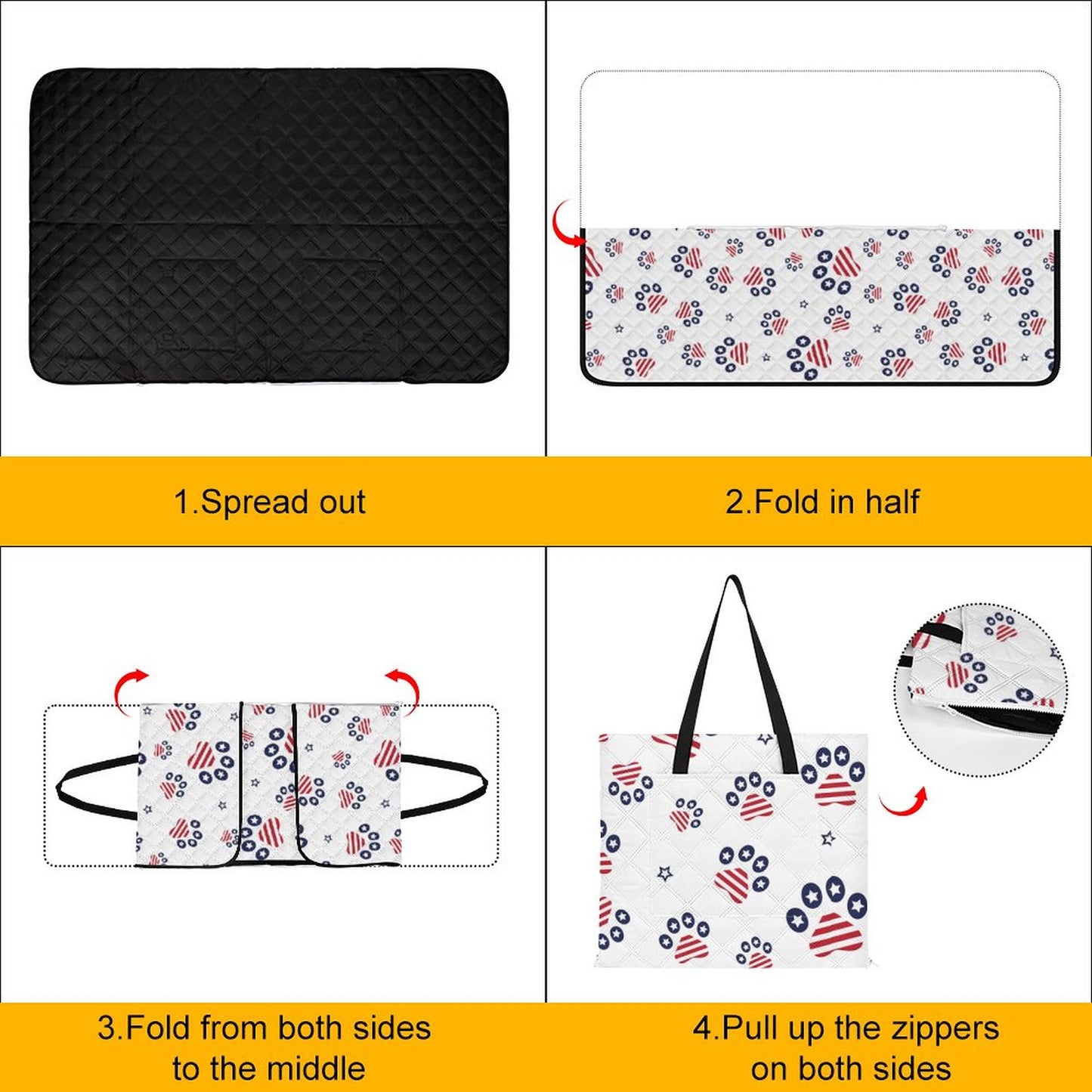 PATRIOTIC - PAWS-N-STARS Zipper Foldable Picnic Mat