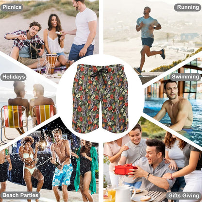 HAWAIIAN STYLE FACE - Men's Beach Shorts with Pockets