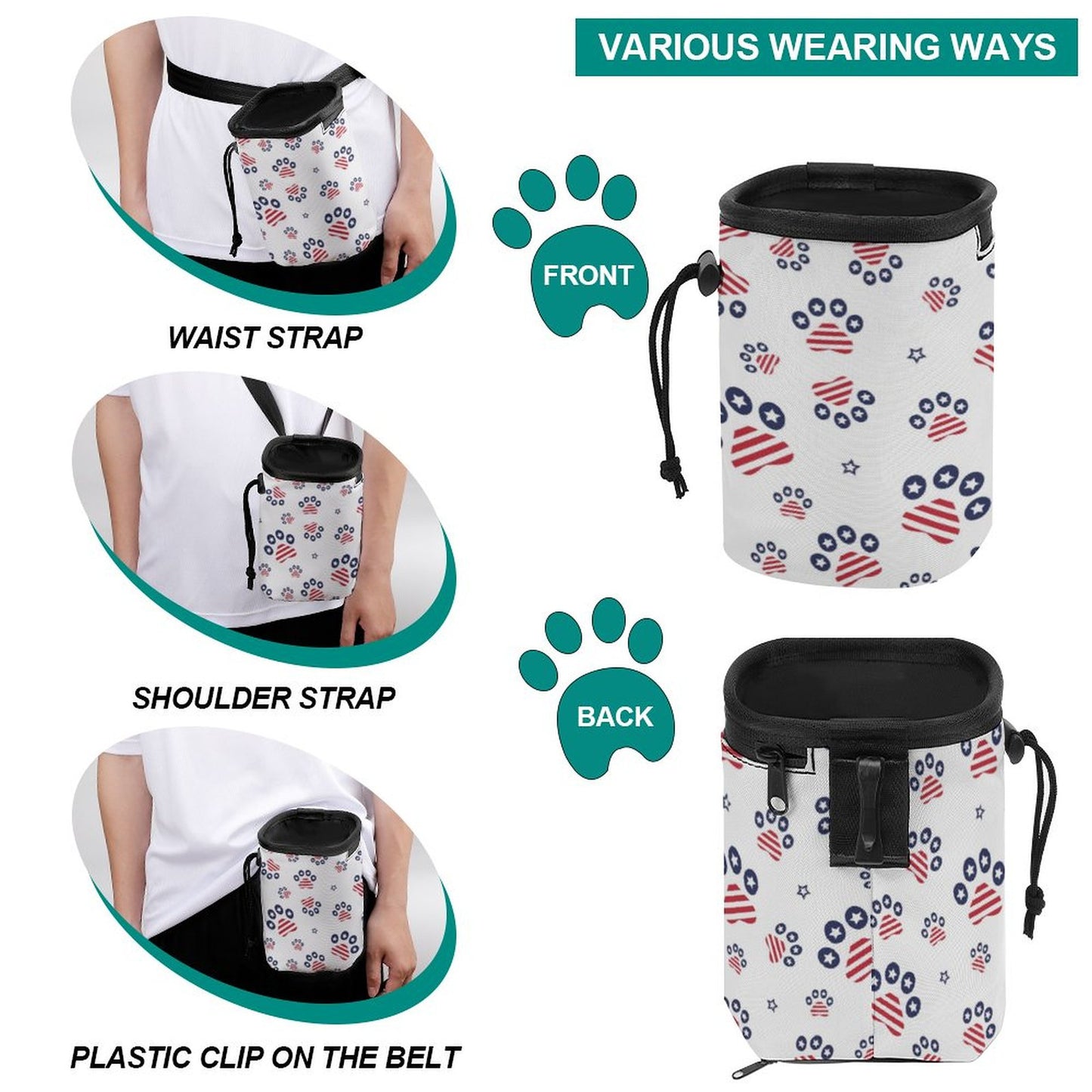 PATRIOTIC - PAWS-N-STARS Dog Treat Training Bag