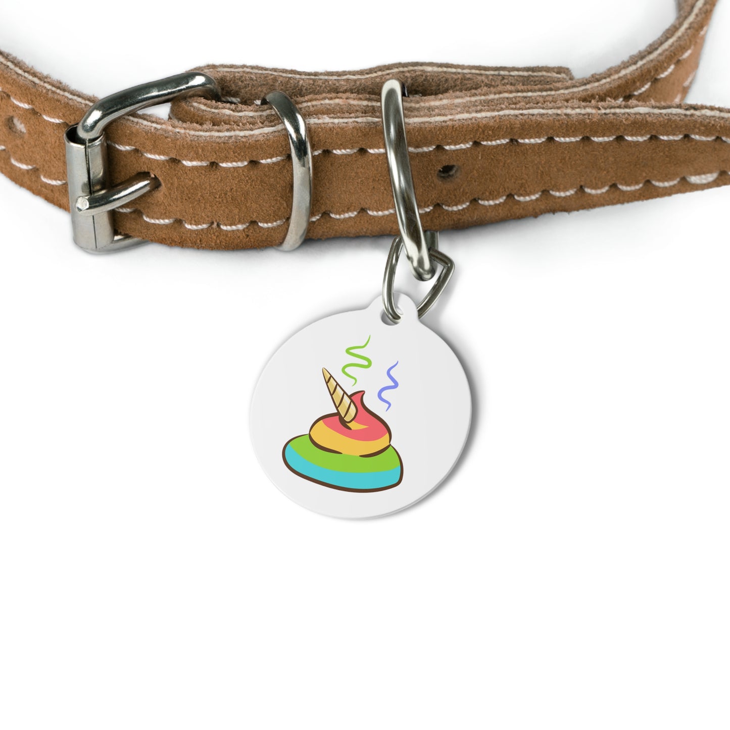 Rainbow Unicorn Poop Emoji Pet Tag