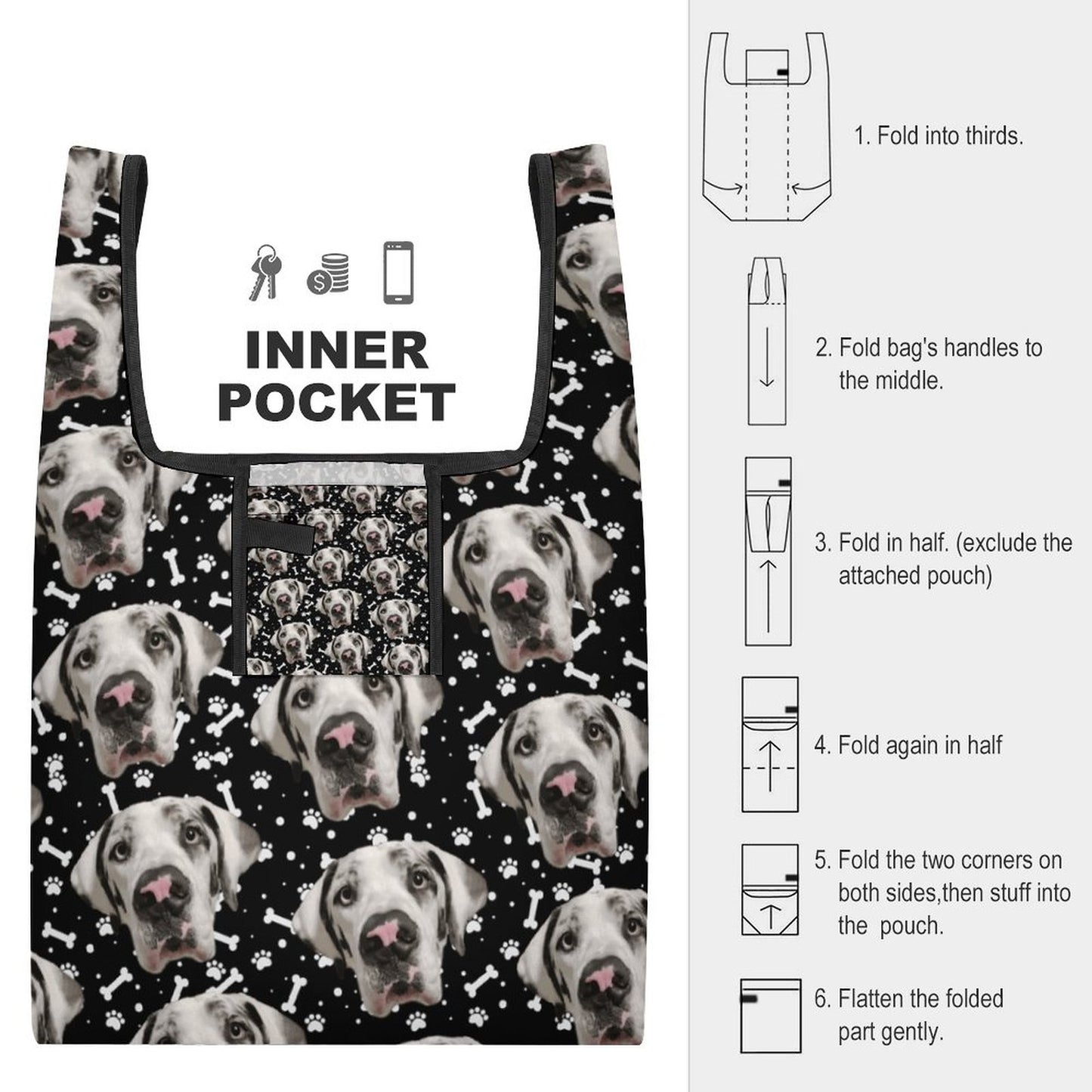 FACE w PAWS-n-BONES Reusable  Bag