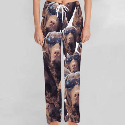 FOXY LADY _ LAB _ COLLAGE FACE DESIGN -Women's Home Pajamas Pants