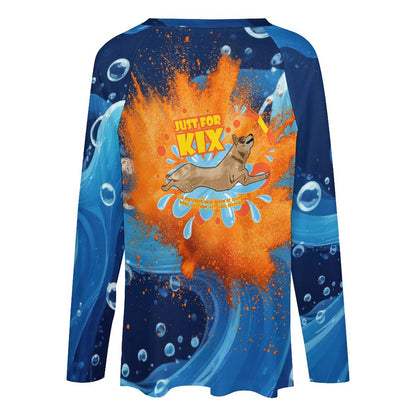 KIX V-neck Loose Long Sleeve T-shirt