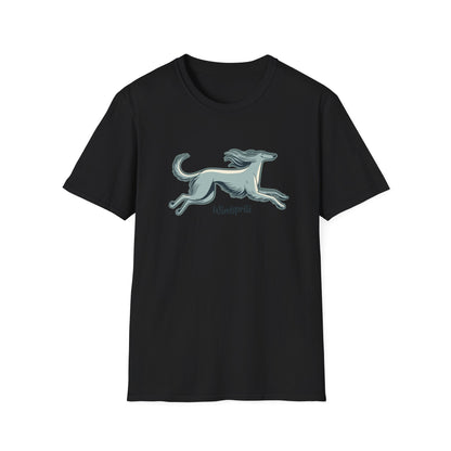 Running Free WINDSPRITE - Silken Windhound Waving Unisex Softstyle T-Shirt