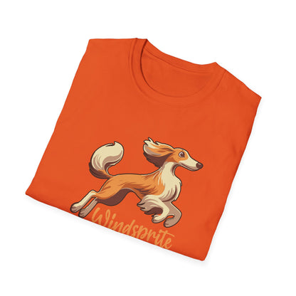 Leaping  WINDSPRITE - Silken Windhound Waving Unisex Softstyle T-Shirt