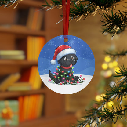 BLACK LAB  HOLIDAY Metal Ornament