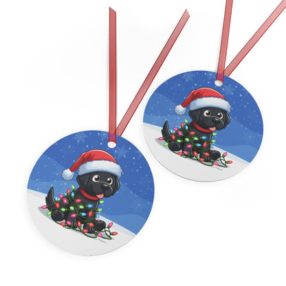 BLACK LAB  HOLIDAY Metal Ornament