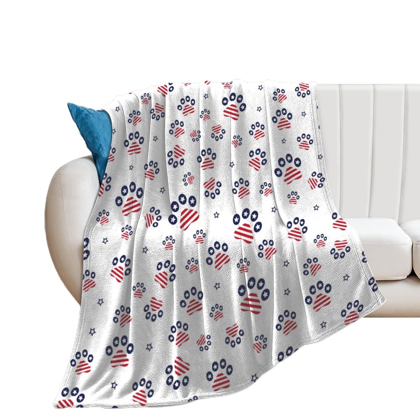 PATRIOTIC - PAWS-N-STARS Flannel Blanket-50"x60"