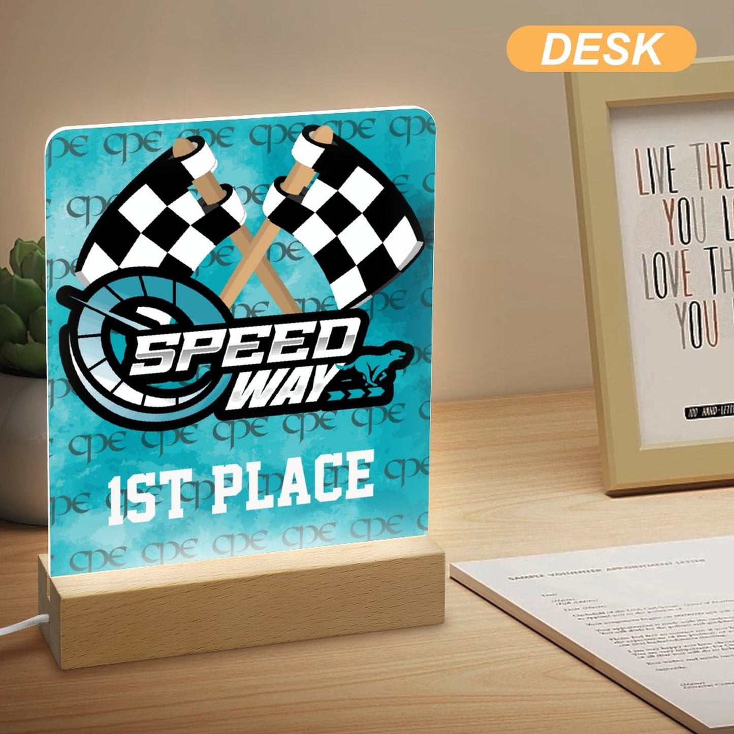 CPE SPEEDWAY Acrylic AWARD W Wooden Base