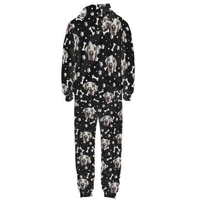 FACE w PAWS-n-BONES  Women's hooded long sleeve jumpsuit