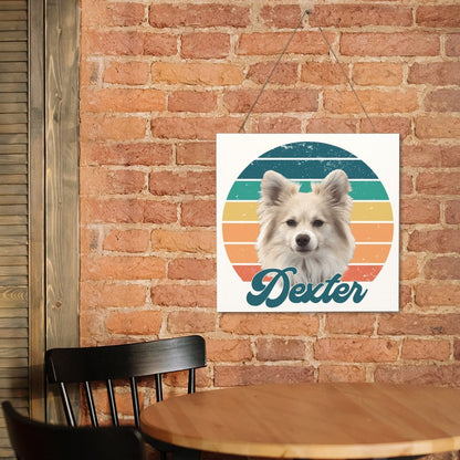 RETRO SUNSET DEXTER Square Wood Wall Decor Hanging Poster-12"x12"/30x30cm