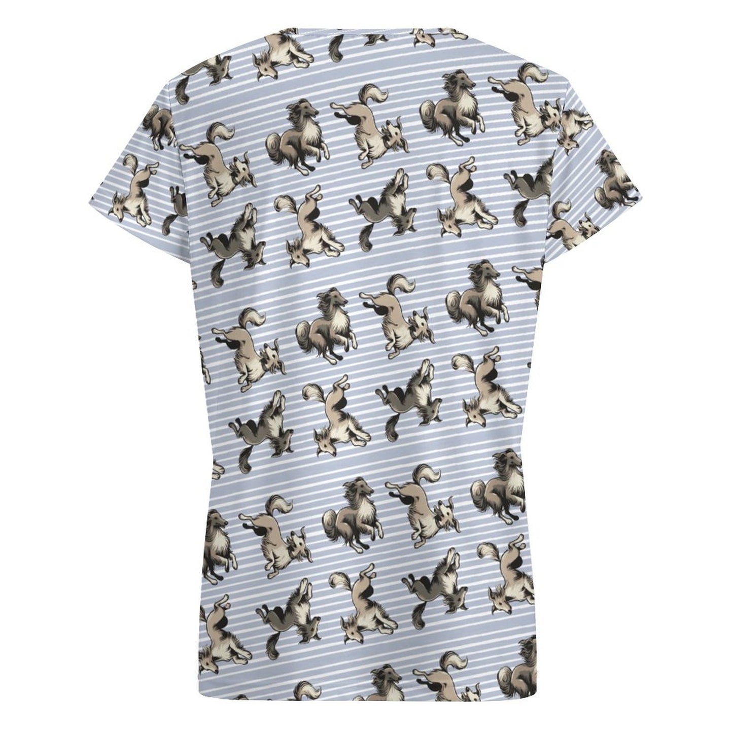 WINDSPRITE  - Silken Windhound  Pattern  V-neck Short Sleeve T-Shirt