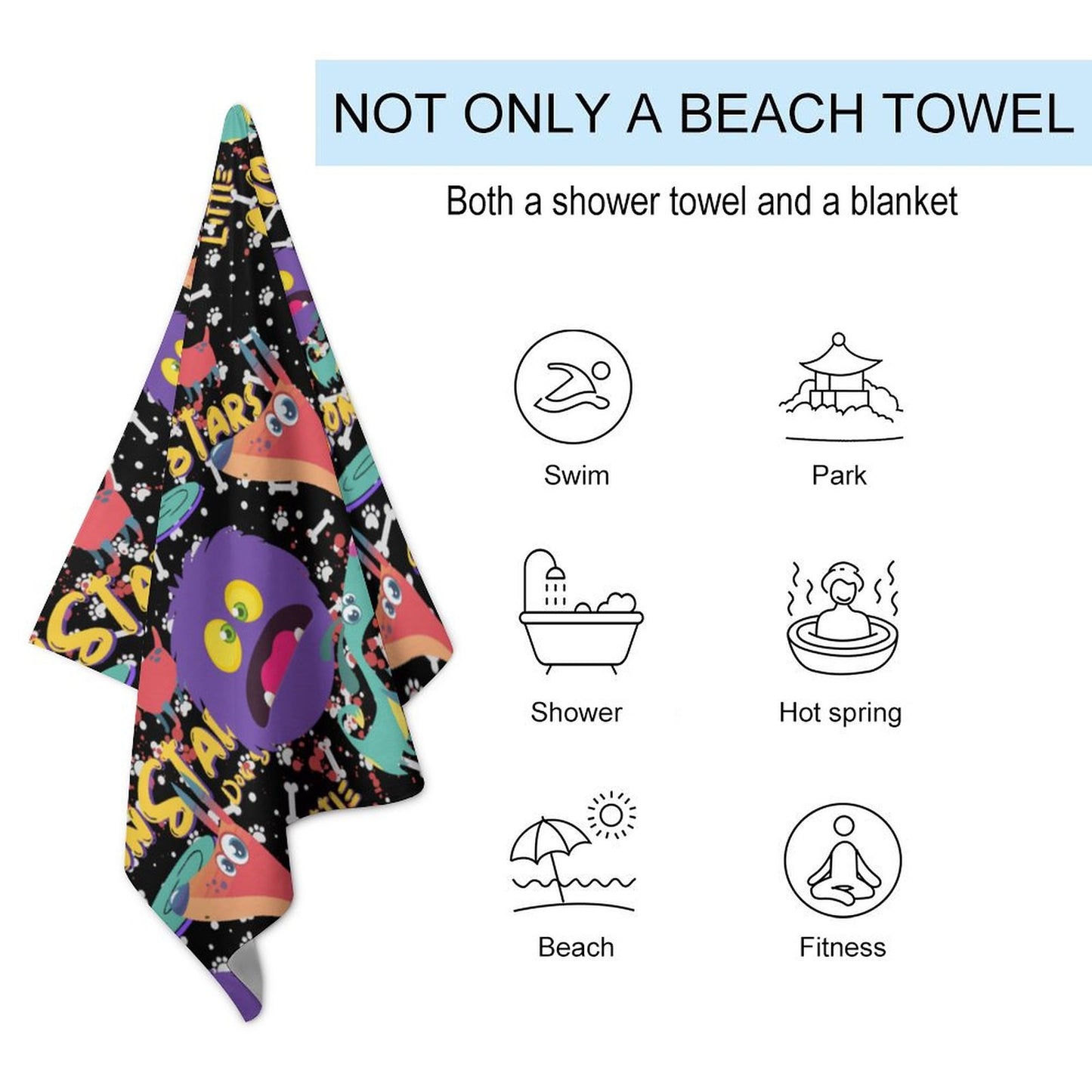 LITTLE MONSTERS Beach Towel for Adults (All-Over Printing)